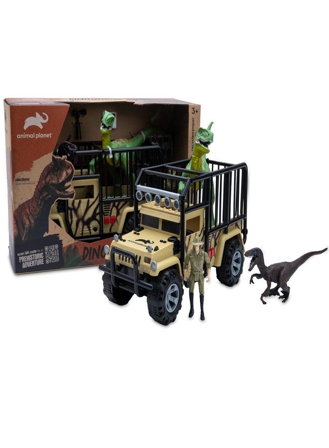 أنيمال بلانيت مجموعة ألعاب رحلة الديناصورات من أنيمال بلانيت - شاحنة نقل مزودة بأضواء وأصوات، ديناصورات، مجسمات شخصيات وإكسسوارات للأطفال من عمر 3 سنوات فما فوق - Image 1